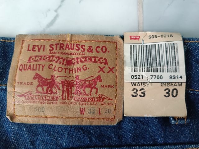 กางเกงยีนส์ Levi's505 เอว33.2 ยาว30 หมึกแดง ก้านดำ ป้ายR ปี1989 กระดุมNo.918 MADE IN USA สภาพใหม่ยังไม่ผ่านการใช้งาน รูปที่ 13