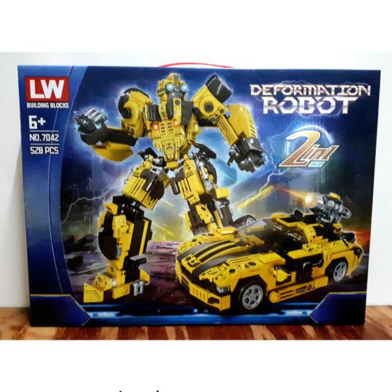 ตัวต่อ เลโก้ จิ้กซอว์  legoเลโก้จีนชุดรถเเปลงเป็นหุ่นได้สีเหลือง528ชิ้น