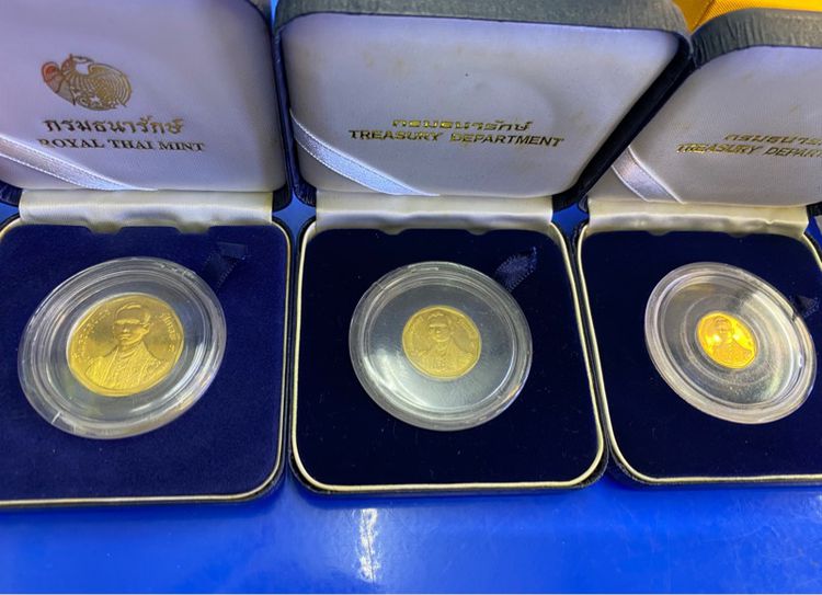 เหรียญไทย ทองคำ1500,3000,6000บาท ครบชุด ในหลวงรัชมังคลาภิเษก หายาก