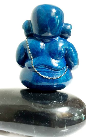 พระพิฆเนศ สงบสุข สีน้ำเงิน หมายเลขที่ 6  ประติมากร อ.ทนงศักดิ์ สุทธิธีรวัฒน์ ฐานหินอ่อน สวยงามมาก รูปที่ 8