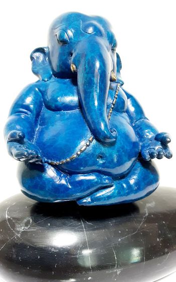 พระพิฆเนศ สงบสุข สีน้ำเงิน หมายเลขที่ 6  ประติมากร อ.ทนงศักดิ์ สุทธิธีรวัฒน์ ฐานหินอ่อน สวยงามมาก รูปที่ 13