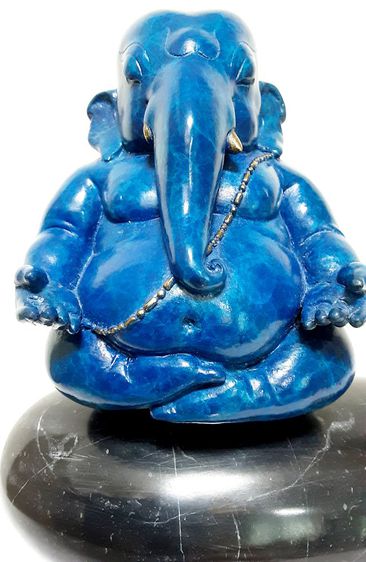 พระพิฆเนศ สงบสุข สีน้ำเงิน หมายเลขที่ 6  ประติมากร อ.ทนงศักดิ์ สุทธิธีรวัฒน์ ฐานหินอ่อน สวยงามมาก รูปที่ 17