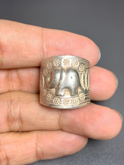 แหวนเงินแท้วงใหญ่หนาปรับขนาดได้รูปช้างสวยสมบูรณ์