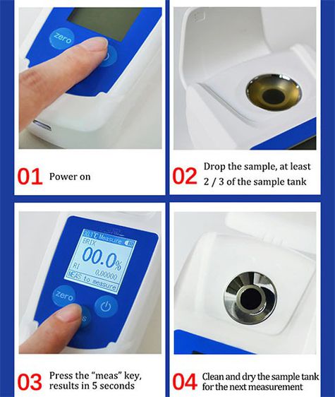 เครื่องวัดความหวาน ผลไม้ เครื่องดื่ม น้ำเต้าหู้ กาแฟ ทุเรียน เมล่อน น้ำมะพร้าว อ้อย ระบบดิจิตอล ช่วงวัด 0-55 เปอร์เซ็นต์ Brix รูปที่ 4