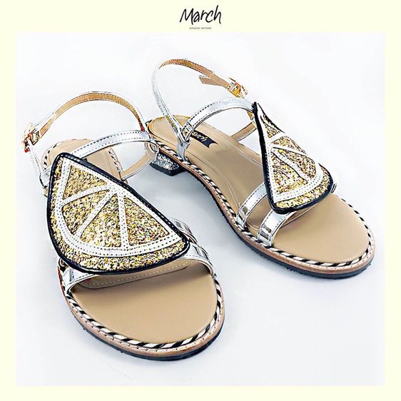 marchshoes รองเท้ากากเพชรลายเลมอน sz 37 เหมือนใหม่ รูปที่ 3