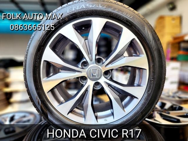 17" ล้อ Civic Honda ขอบ 17 พร้อมยาง Dunlop ปี 21 ดอกยางเต็มทุกเส้นล้อแม็กสภาพสวยไม่มีรอย