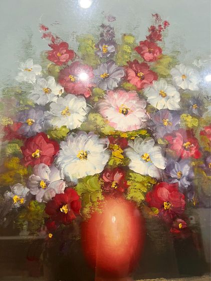 ภาพสีน้ำมันรูปดอกไม้ในกรอบหลุยส์ งานยุโรปนำเข้า  รูปที่ 2