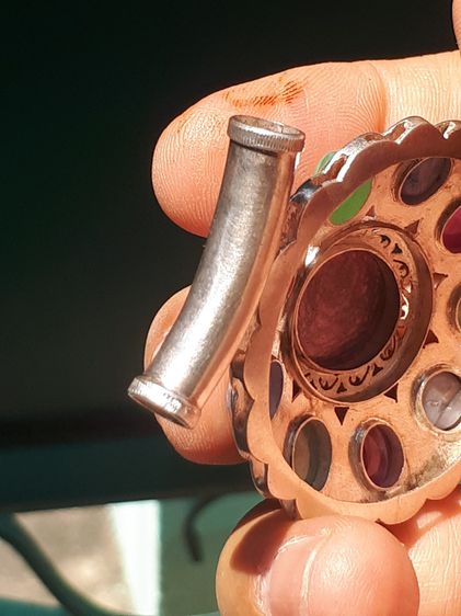 จี้ทับทิม กินบ่เซี้ยง รอบพลอยนพเก้า จำนวน 1+9 เม็ด ทับทิม พลอย, เงินแท้ มีน้ำหนัก งานศิลปะ Hand Made โบราณ เก่า สวย แปลก แท้ หายาก ทับทิมกิ รูปที่ 6