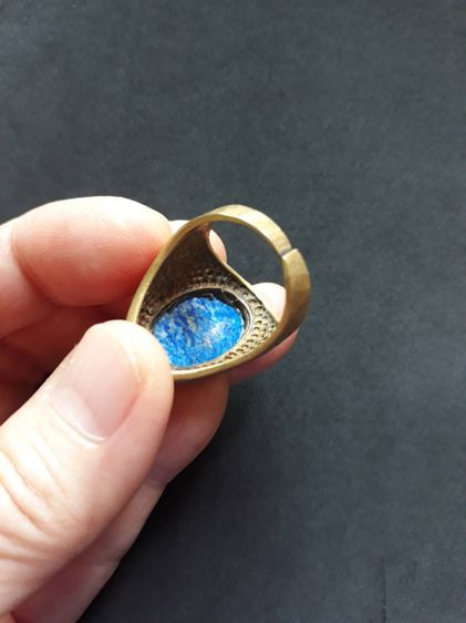 แหวนหัวลาพิส ลาซูลี ( Lapis lazuli )  ตัวเรือนทองเหลือง   รูปแบบสวยงาม สวมใส่สบาย ๆๆ ในวันสบาย ๆๆ  รูปที่ 11
