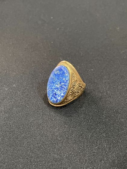 แหวนหัวลาพิส ลาซูลี ( Lapis lazuli )  ตัวเรือนทองเหลือง   รูปแบบสวยงาม สวมใส่สบาย ๆๆ ในวันสบาย ๆๆ  รูปที่ 17