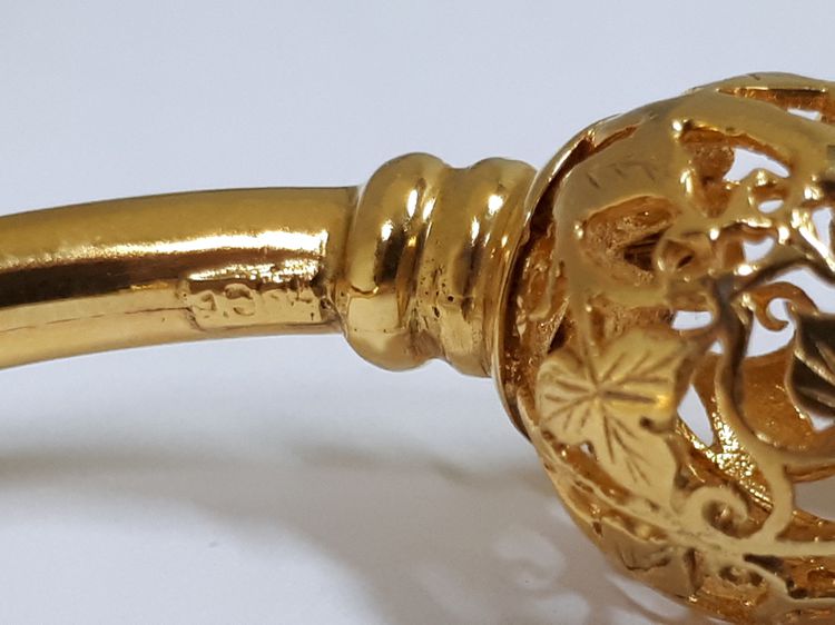 (52) กำไลหัวบัวเเกะลาย พิ้งโกล์ด กระดิ่งมีเสียง ทอง9k รูปที่ 4