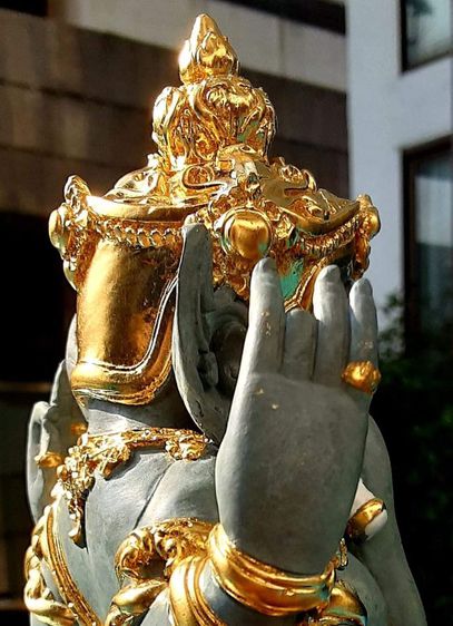 พระพิฆเนศ พรสมปรารถนา ทองเหลืองทำสีพาติน่า เครื่องทรงปิดทอง หน้าตัก5นิ้ว  หมายเลขที่ ๙ รูปที่ 9