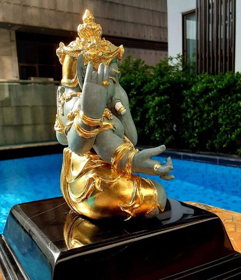 พระพิฆเนศ พรสมปรารถนา ทองเหลืองทำสีพาติน่า เครื่องทรงปิดทอง หน้าตัก5นิ้ว  หมายเลขที่ ๙ รูปที่ 8