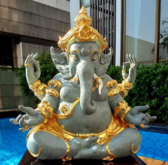 พระพิฆเนศ พรสมปรารถนา ทองเหลืองทำสีพาติน่า เครื่องทรงปิดทอง หน้าตัก5นิ้ว  หมายเลขที่ ๙ รูปที่ 11