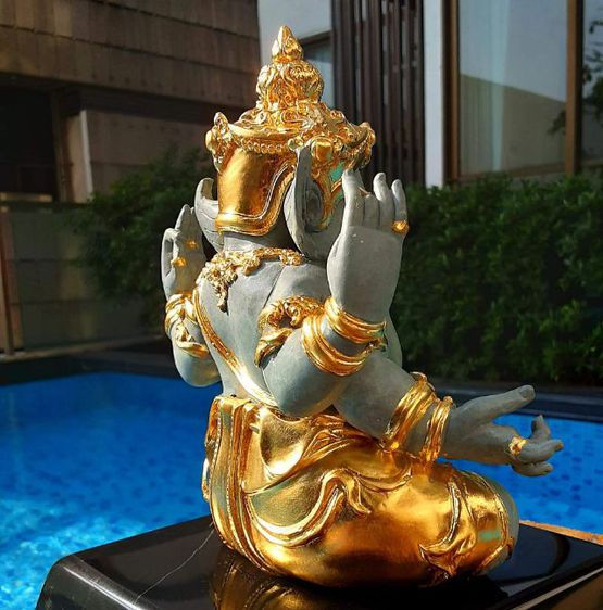 พระพิฆเนศ พรสมปรารถนา ทองเหลืองทำสีพาติน่า เครื่องทรงปิดทอง หน้าตัก5นิ้ว  หมายเลขที่ ๙ รูปที่ 10