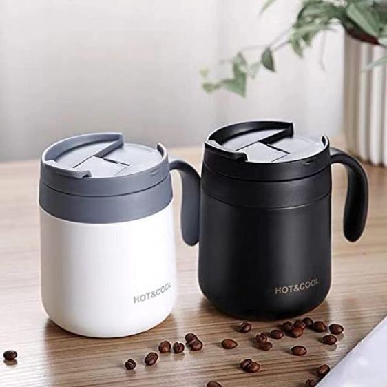 Coffee vacuum mug แก้วน้ำสแตนเลสเก็บอุหภูมิมีหูจับ ซื้อ 1 แถม 1 (เก็บเงินปลายทาง)