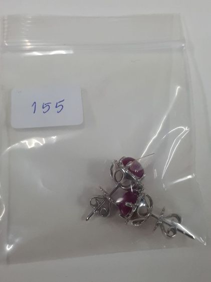 (155) ต่างหูทอง 18k ทับทิมเก่าล้อมเพชรเกษรเเท้ 48 ตังค์  รูปที่ 8