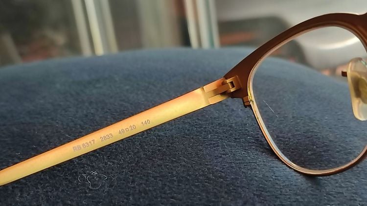 Ray-Ban RB 6317 28323 size 49-20 140 mm Black Gold Eyeglasses Frame Only กรอบแว่นตาของแท้มือสอง เอาไปเปลี่ยนเลนส์ตามสะดวก รูปที่ 5