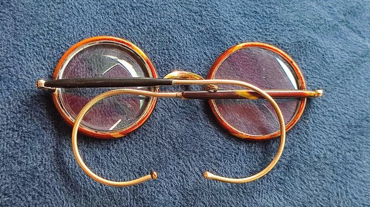1920 แว่นโบราณอายุ 100 ปี Art Deco 12 K Faux Tortoiseshell original Spectacles Glasses made in ENGLAND แว่นเกี่ยวหูทรง Harry Porter เดิมๆมาก รูปที่ 4