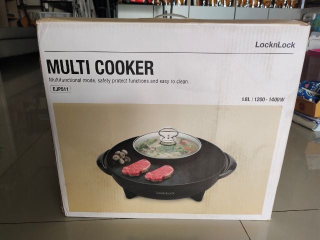LocknLock หม้อปิ้งย่างพร้อมสุกี้ชาบู Multi Cooker รุ่น EJP511 ขนาด1200W-1400W