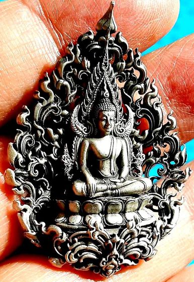 สมเด็จองค์ปฐม เนื้อเงินรมดำ สร้างน้อย ลายกนกสวยงามมาก หลวงพ่อเล็กปลุกเศก รูปที่ 18