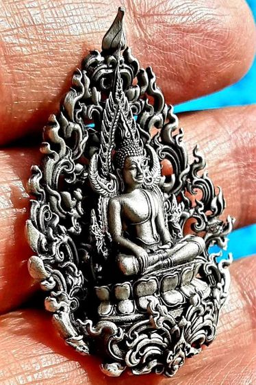 สมเด็จองค์ปฐม เนื้อเงินรมดำ สร้างน้อย ลายกนกสวยงามมาก หลวงพ่อเล็กปลุกเศก รูปที่ 13