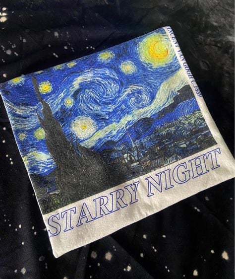 The starry night Van Gogh เสื้อศิลปะ เสื้อมือ2สอง เสื้องานอาร์ต เสื้อแวนโก๊ะ ศิลปะ