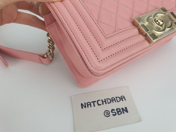 USED LIKE NEW CHANEL BOY 8 PINK CAVIAR GHW รูปที่ 9