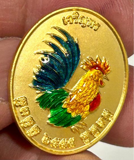 เหรียญไก่เจริญพร เนื้อชุบทองลงยา หลวงปู่สรวง วัดถ้ำพรหมสวัสดิ์ รูปที่ 6