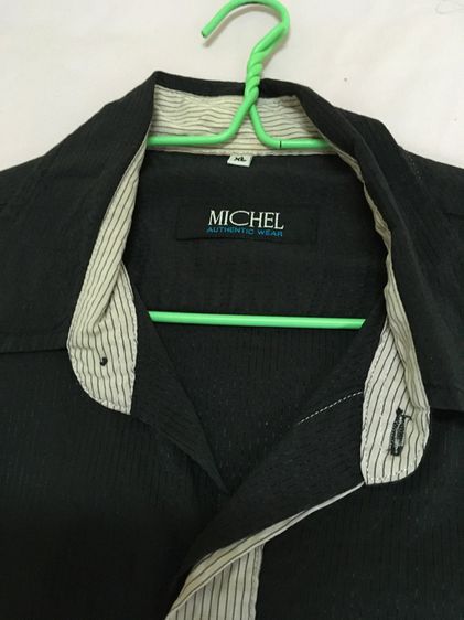 เสื้อเชิ๊ต Micheal แขนยาว  สีดำลายเส้นเหลือบเงิน ทรง regular ไซด์ XL รูปที่ 2