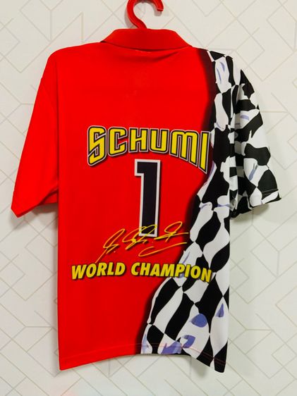เสื้อคอปก Michael Schumacher WORLD CHAMPION แท้ 💯 made in  ITALY size M ขนาด อก 21.5 ยาว 27.5 นิ้ว สภาพดีมาก สีแดงสด ดีเทลสวยสกีนจมครับ รูปที่ 7