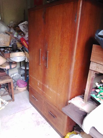 🏛.ตู้เสื้อผ้า2ชั้นไม้สัก โบราณ รูปที่ 2