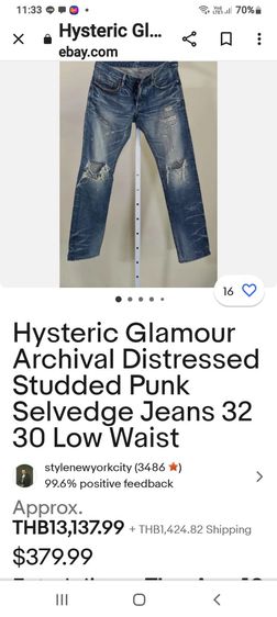 HYSTERIC GLAMOUR
distressed studded  selvedge
made in Japan
🎌🎌🎌 รูปที่ 17