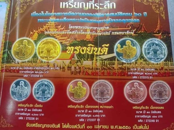 เหรียญที่ระลึก ร.9 ทรงยินดี (ฉลองสิริราชสมบัติ ครบ 60 ปี) เนื้อทองแดง ขนาด 3 ซ.ม. พร้อมซองเดิม จัดสร้างโดยกองกษาปณ์ กรมธนารักษ์ ปี 49 รูปที่ 13