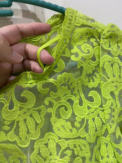 Dress ลูกไม้สีเขียวซีทรู งานตัด รูปที่ 4