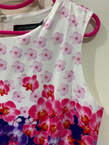 Dress Klinneda ลายดอกกล้วยไม้ แขนกุด รูปที่ 3