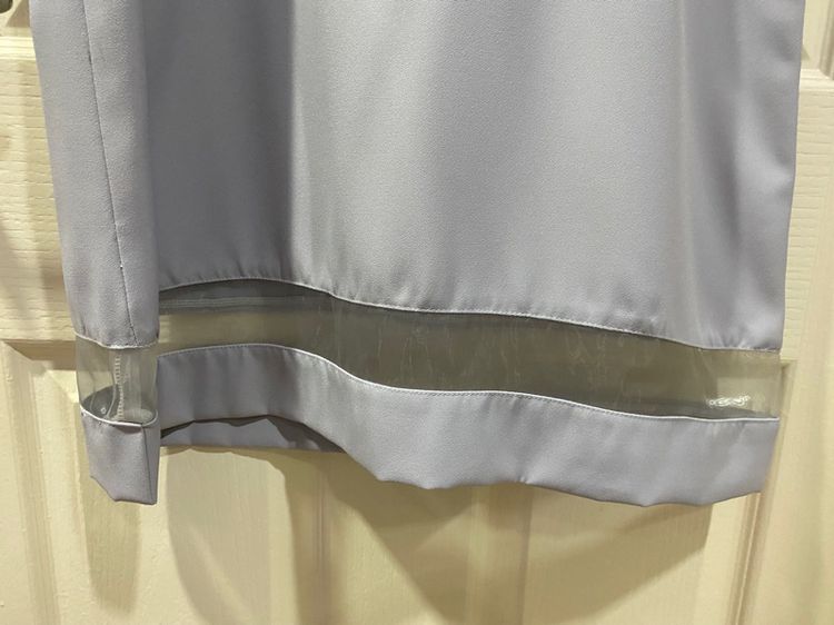 Dress Striptap สีฟ้าเทา แต่งซีทรูตรงชายโปง รูปที่ 4