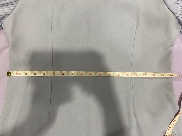 Dress Striptap สีฟ้าเทา แต่งซีทรูตรงชายโปง รูปที่ 9