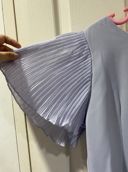 Dress Striptap สีฟ้าเทา แต่งซีทรูตรงชายโปง รูปที่ 2