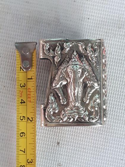 ปลอกไฟแช็ค ลายพญาครุฑ และ ช้างสามเศรียร เนื้อเงิน งาน Hand Made ลายโบราณ ศิลปะอย่างสวย สมบูรณ์ น่าสะสม ปลอกสวมไฟแช็ค งานแฮนเมด เงินแท้ หนัก  รูปที่ 10