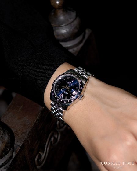 Rolex Datejust 178344 Dark Purple Roman Dial Diamond Set Domed Bezel 2012 31mm.