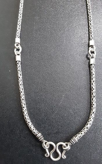 สร้อยคอเงินแท้ SILVER ลายนิยม เงินรมดำ ใส่พระได้3องค์ ยาว24นิ้ว 2.5มิล สวยงาม รูปที่ 2