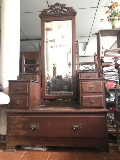 โต๊ะเครื่องแป้งโบราณไม้สัก กทมส่งฟรี รูปที่ 4