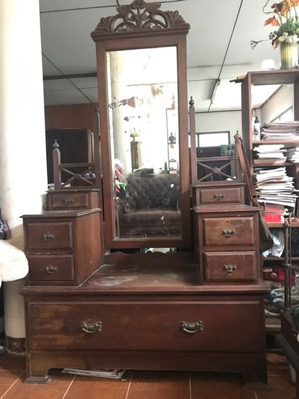 โต๊ะเครื่องแป้งโบราณไม้สัก กทมส่งฟรี รูปที่ 6