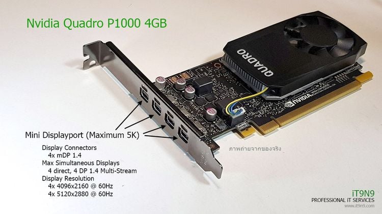 Nvidia Quadro P1000 4GB การ์ดจอใช้ทำงานวิศวกรรม สถาปัตยกรรม 2D 3D รองรับ 5K 4จอ สบายๆ