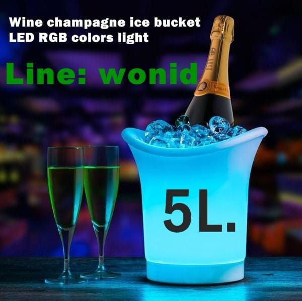 อุปกรณ์บาร์น้ำ ถังแช่ไวน์ ถังน้ำแข็ง มีไฟ เรืองแสงเปลี่ยนสีได้ 5 ลิตร Wine champagne ice bucket 5 LT. LED RGB colors light 