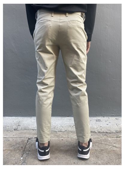กางเกงขายาวสแล็ค ผ้ายืด ทรงกระบอกเล็ก Slim Fit ซิปYKK สินค้ามือ1 เอว34นิ้ว สีครีม รูปที่ 2