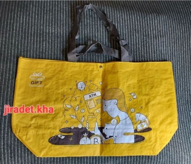 กระเป๋าช้อปปิ่ง Krungsri Gift สีเหลืองสดใส ขนาดกระเป๋า 58×35×18 cm.  สินค้าสวยงาม สินค้าพรีเมี่ยมจากธนาคาร Krungsri รูปที่ 2