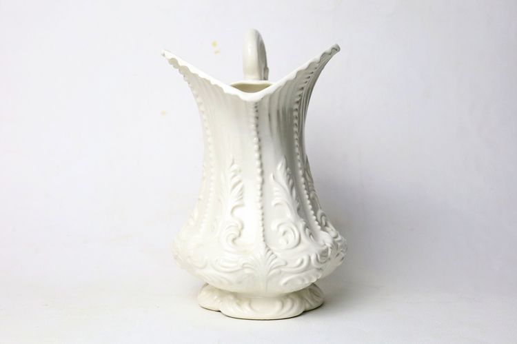 เหยือกน้ำกระเบื้อง เซรามิค - DeMain Vase - Vintage - Handmade สีขาวนวล สภาพสวย รูปที่ 5
