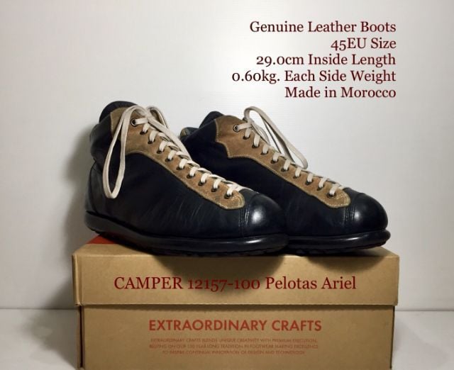 รองเท้าบู๊ท UK 10.5 | EU 45 1/3 | US 11 ดำ CAMPER Boots 45EU(29.0cm) Original ของแท้ มือ 2 สภาพเยี่ยม, รองเท้า CAMPER หนังแท้ พื้นเต็ม มีร่องรอยเล็กน้อยแทบมองไม่เห็น ตามรายละเอียด
